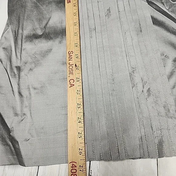 J.S. Thai 100% Silk Womens 2-Piece Set Handmade Plaid Shirt & Pants Silver Sz P - Picture 4 of 15